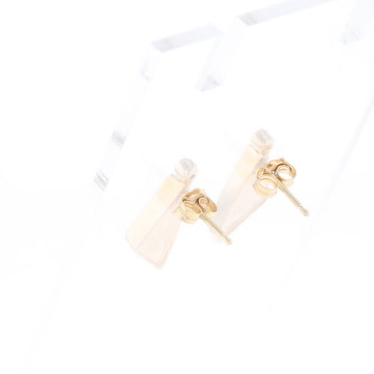 Gold Quartz Earrings Triangle Shape Inlaid with .04ct Round Diamonds - G2