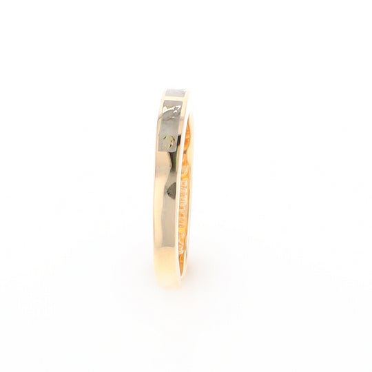 Gold Quartz Ring 3 Rectangle Section Inlaid Band