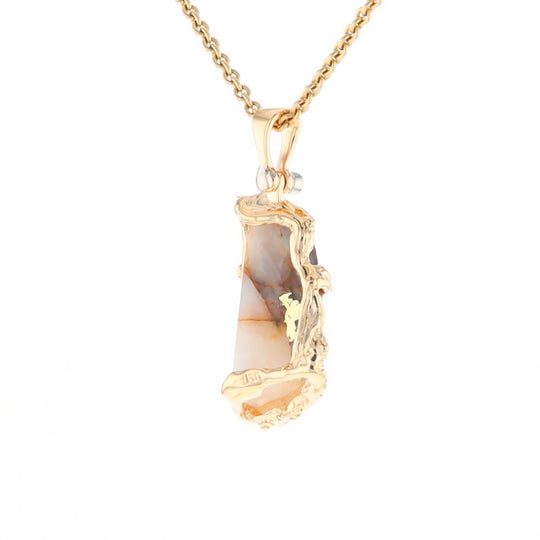 Gold Quartz Freeform Pendant - G3