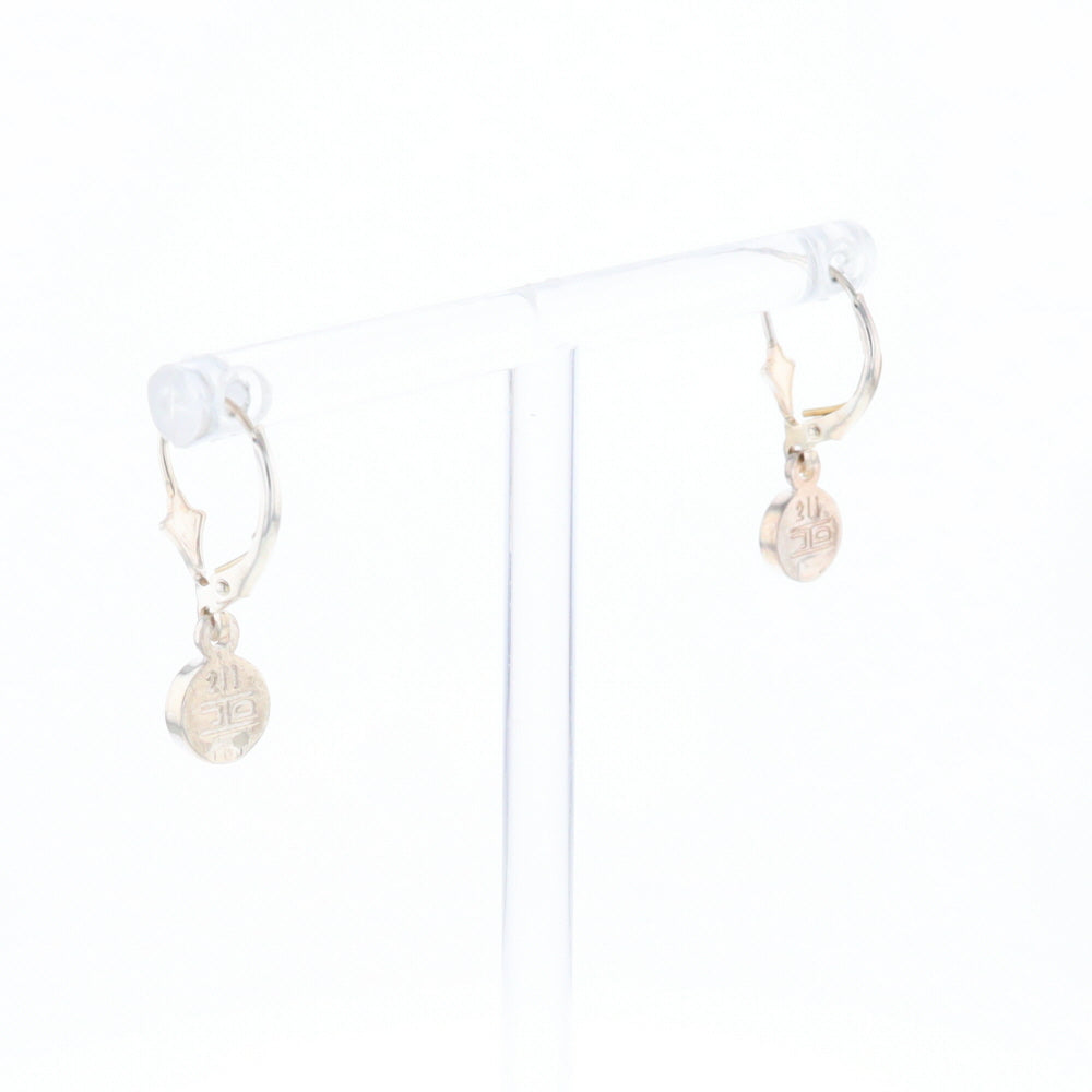 Gold Quartz Inlaid Round Bezel Earrings