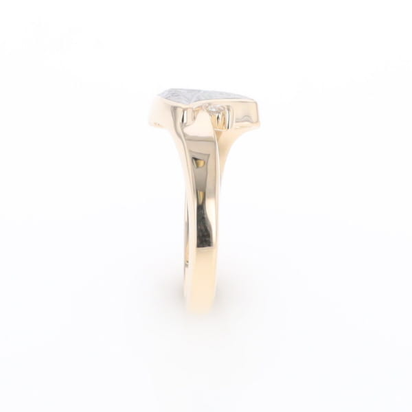 Meteorite Ring Boat Sail Inlaid Design with .04ctw Round Diamond