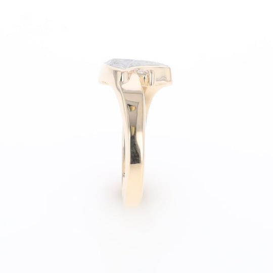 Meteorite Ring Boat Sail Inlaid Design with .04ctw Round Diamond