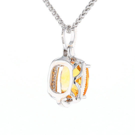 Checkered Citrine Diamond Halo Pendant