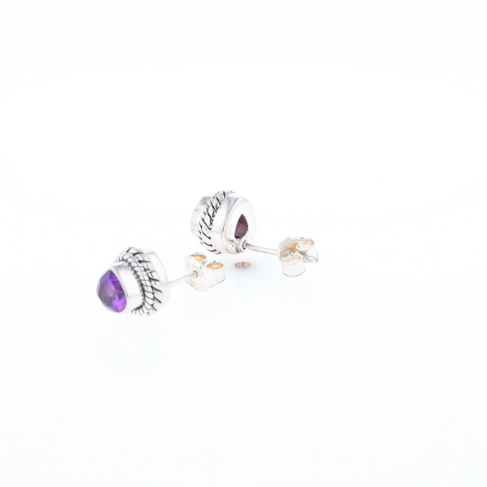 Native Amethyst Pear Stud Earrings