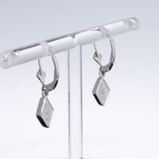 Opal Earrings Diamond Shape Inlaid Design Lever Backs