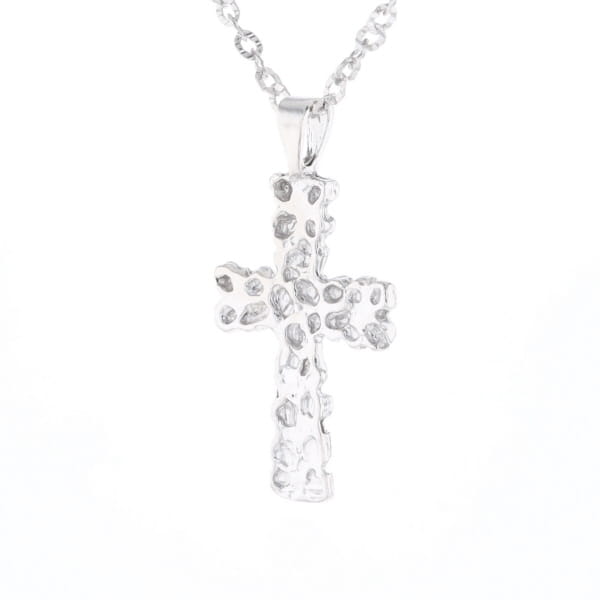 Sterling Silver Nugget Pattered Cross Necklace