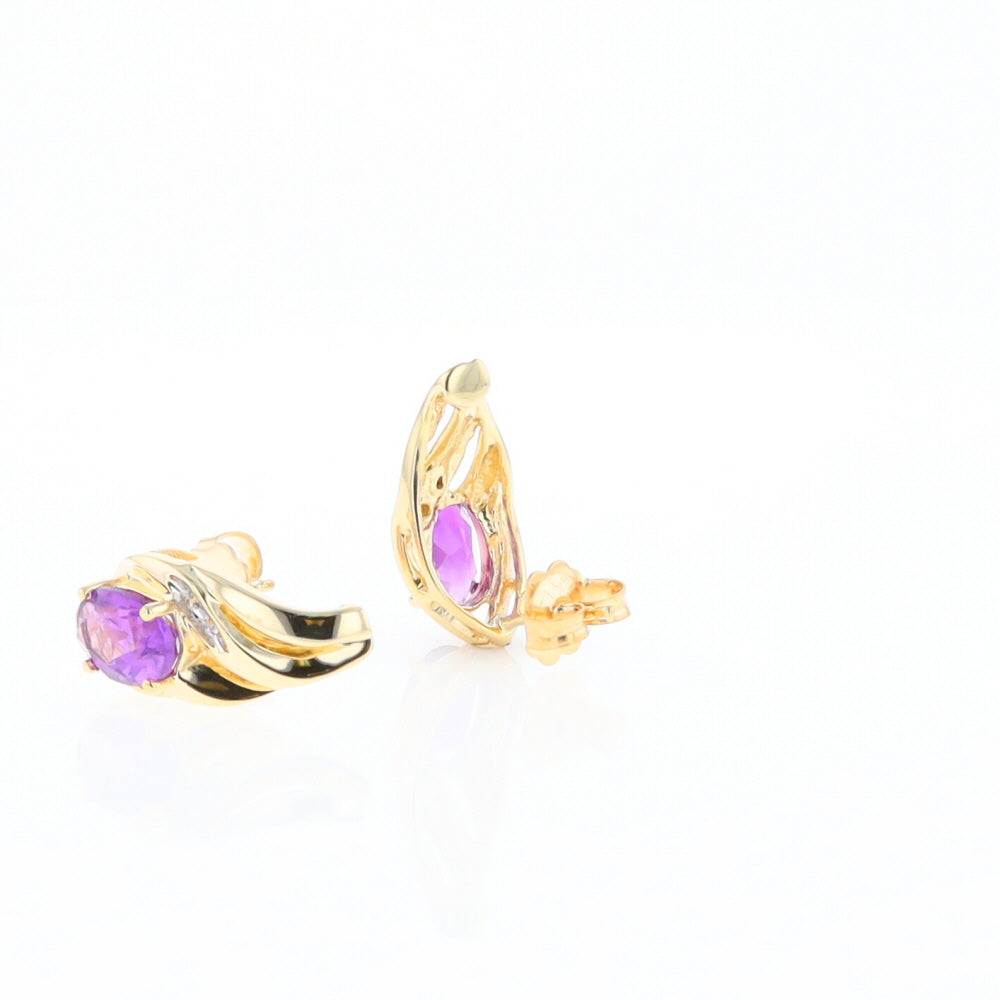 Amethyst and Diamond Pear Shaped Earrings