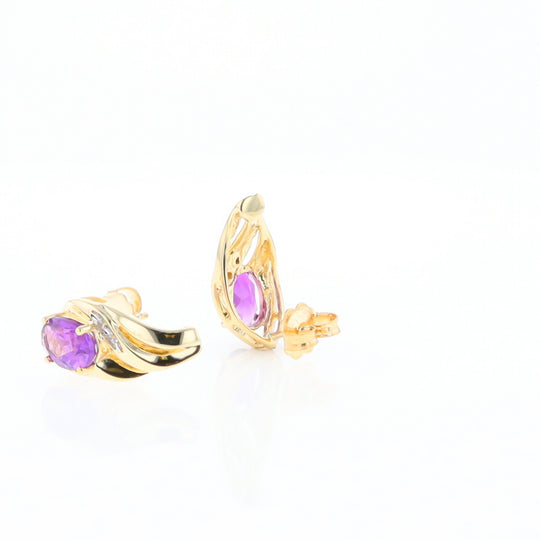 Amethyst and Diamond Pear Shaped Earrings