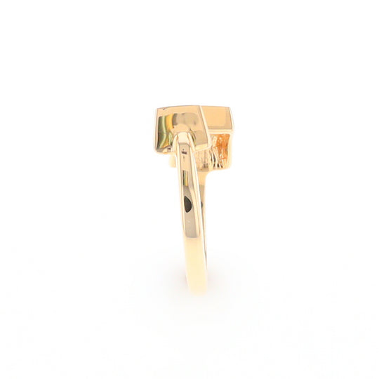 Gold Quartz Ring Wrap Double Square Inlaid Design