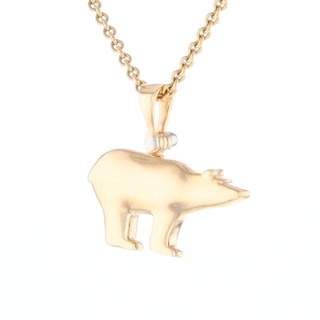 Gold Quartz Inlaid Polar Bear Pendant