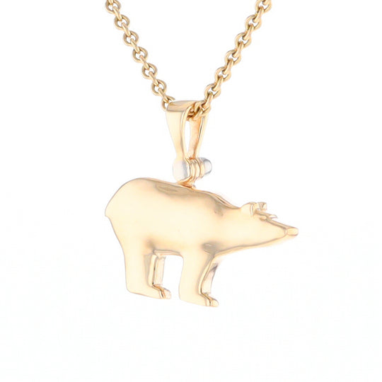 Gold Quartz Inlaid Polar Bear Pendant