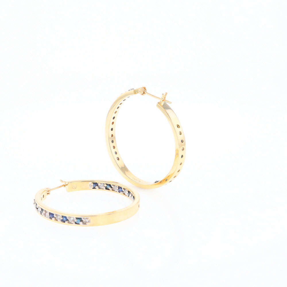 Sapphire & Diamond Hoop Earrings