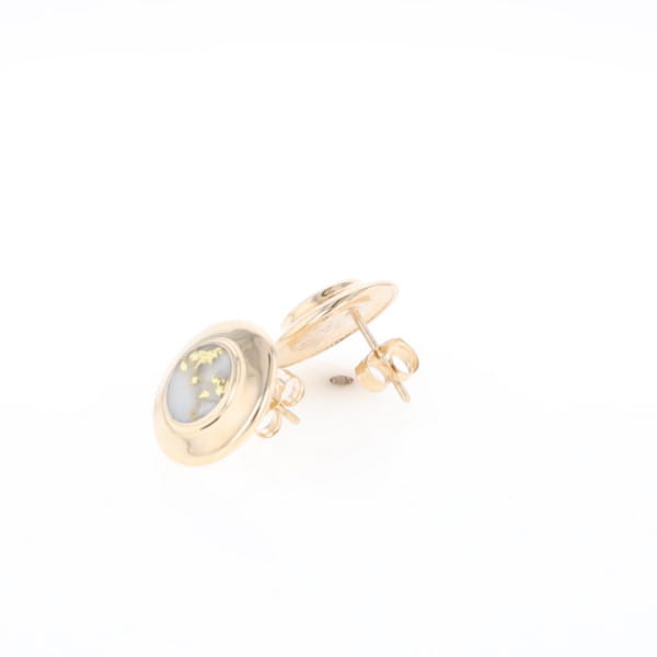 Superior Quality Gold Quartz Inlaid Circle Stud Earrings
