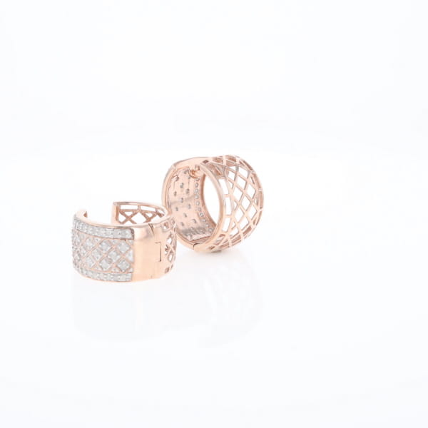 Checkered Wide Hinge Hoop Earrings