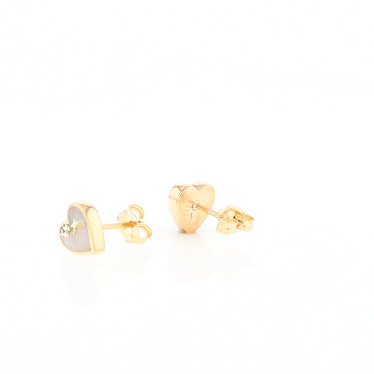 Gold Quartz Heart Stud Earrings - G2