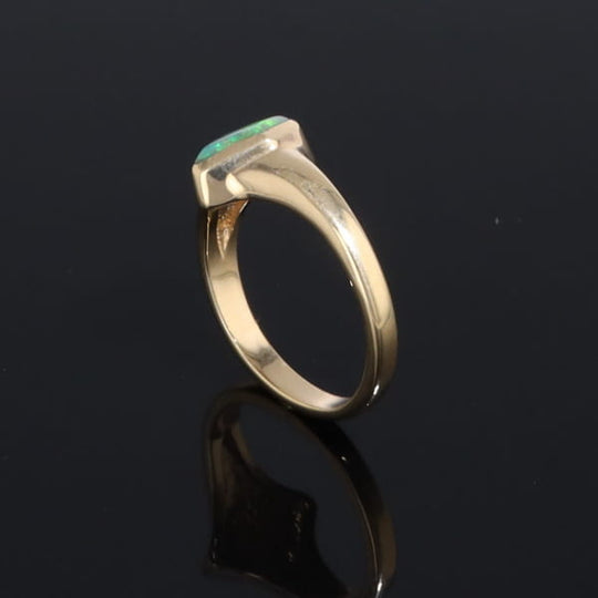 Ethiopian Opal Rings Diamond Shape Inlaid Design
