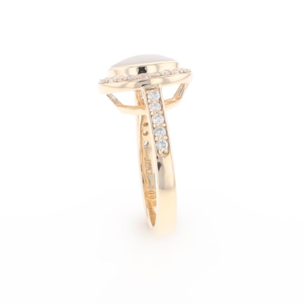 Oval Gold Quartz Inlaid Ring with 0.65ctw Diamond Halo