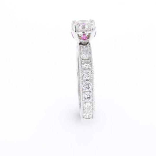 Diamond and Pink Sapphire Engagement Ring