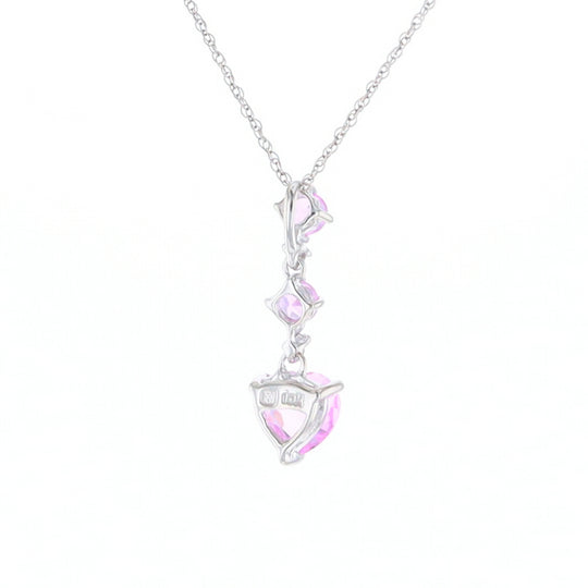 Synthetic Pink Sapphire Dangle Heart Necklace