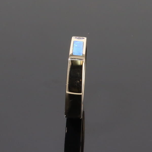 Opal Rings 2 Section Inlaid Design with Round Tanzanite