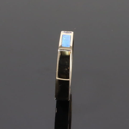 Opal Rings 2 Section Inlaid Design with Round Tanzanite
