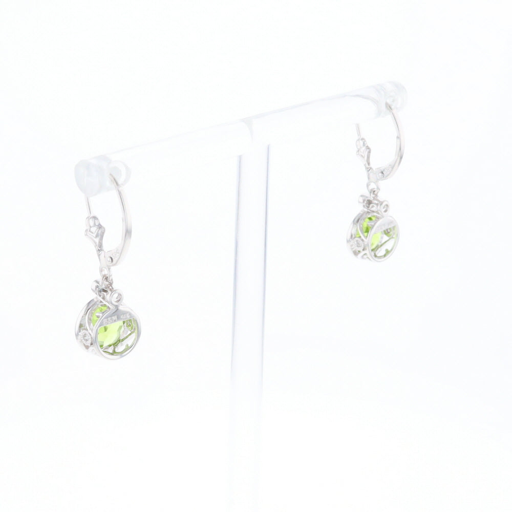 Peridot Dangle Earrings with Diamond Accents
