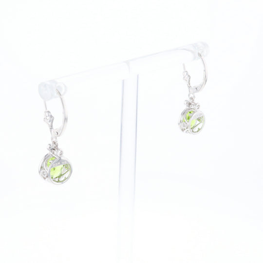Peridot Dangle Earrings with Diamond Accents