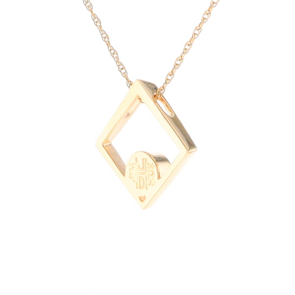 Open Square Gold Quartz Round Inlaid Pendant