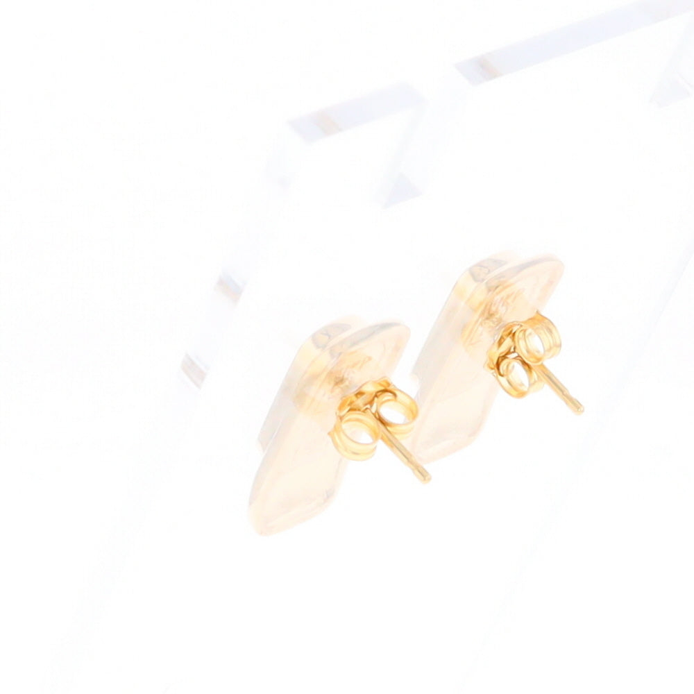 Gold Quartz Earrings Rectangle Inlaid Design