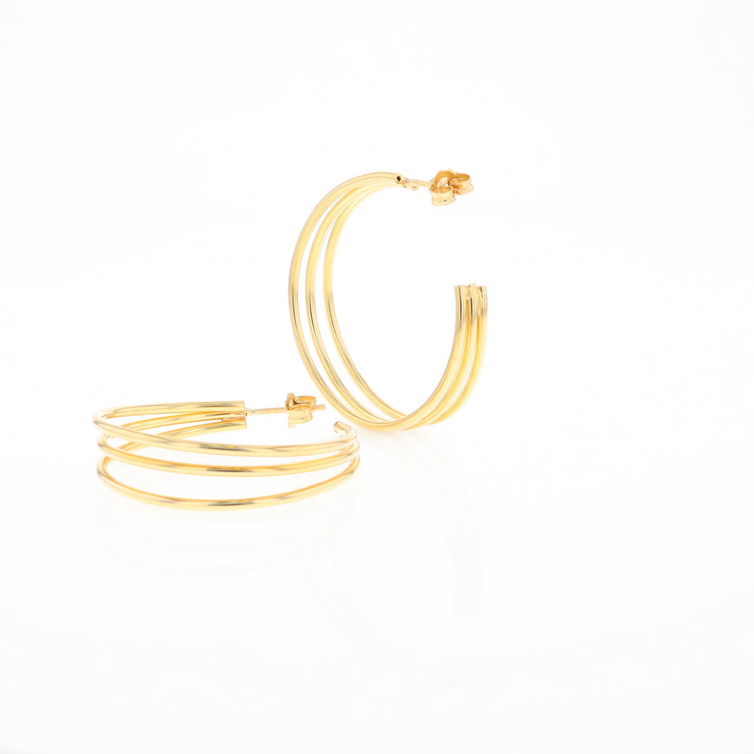 Three Bar Gold Hoop Earrings