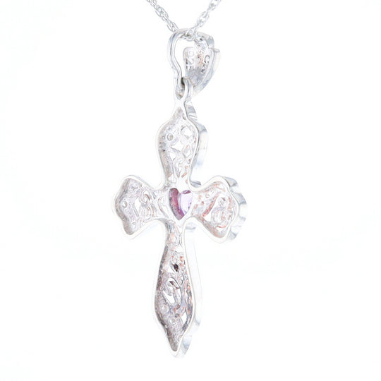 Heart Amethyst Cross Pendant