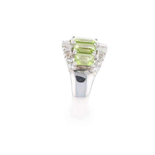 Peridot and CZ Cocktail Ring