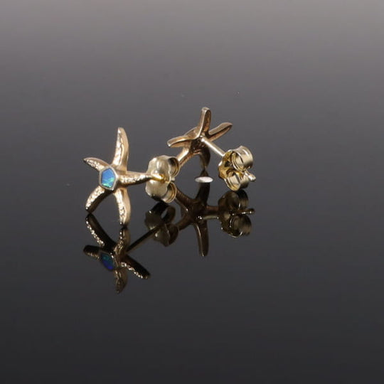 Opal Earrings Inlaid Realistic Star Fish Design Studs