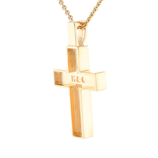 Gold Quartz Pendant Cross Design 3 Section Inlaid Pendant