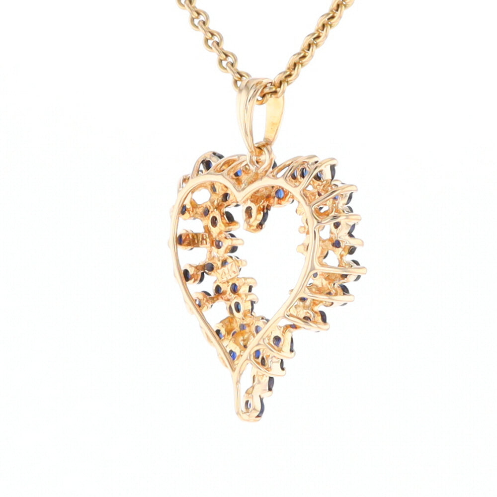 Bursting Sapphire Open Heart Pendant