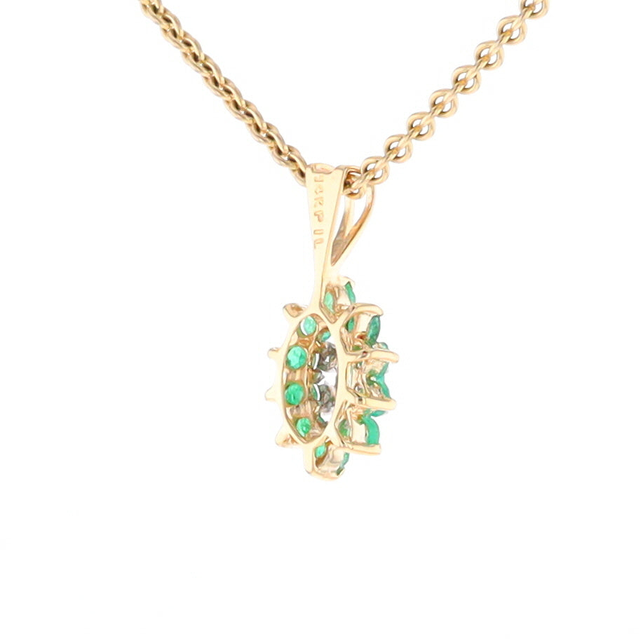 Marquise Shaped Emerald and Diamond Pendant