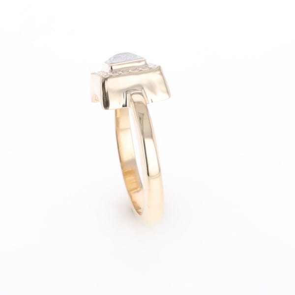 Meteorite Ring Square Inlaid Halo .14ctw Diamonds Design
