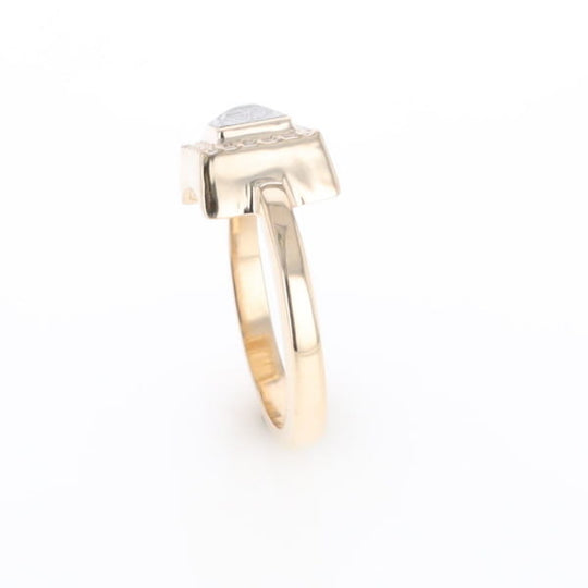 Meteorite Ring Square Inlaid Halo .14ctw Diamonds Design