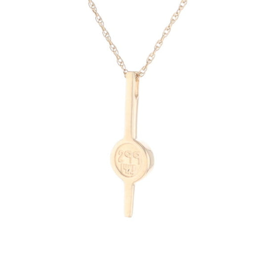 Gold Quartz Necklace Bar Design Round Fine Quality Inlaid Pendant