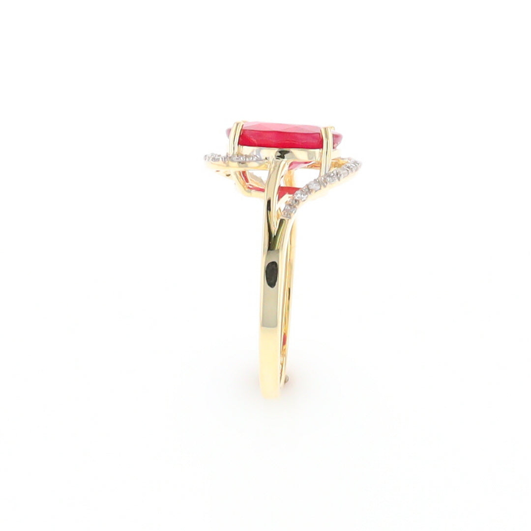 Ruby Bypass Ring with Diamond Accents