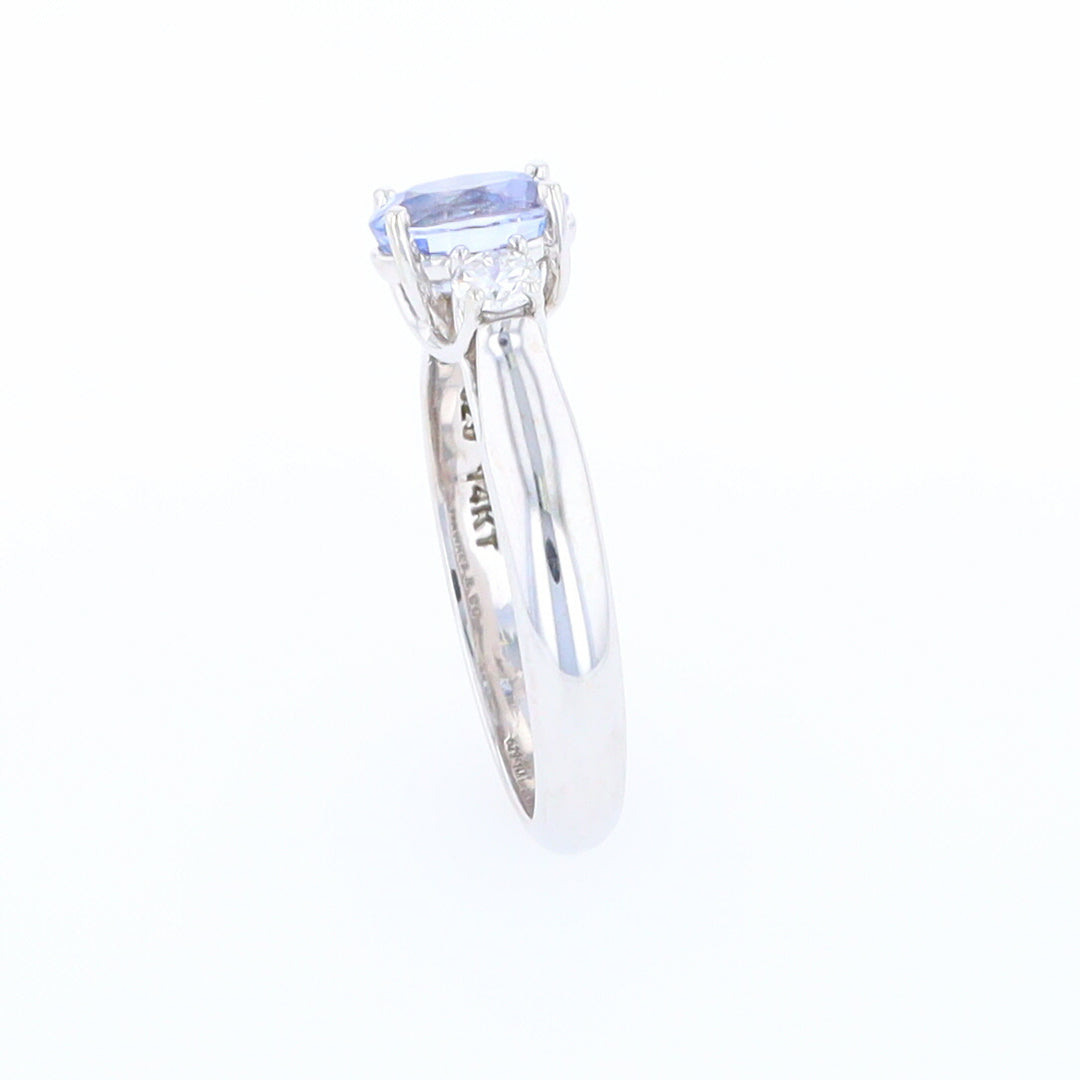 Ceylon Sapphire Three-Stone Trellis Ring