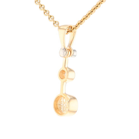 Gold Quartz Necklace Round Inlaid Design Pendant With .10ctw Round Diamond