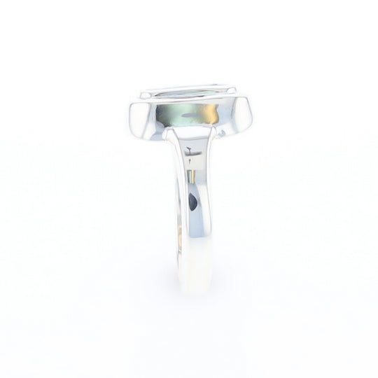 Sterling Silver Gold Quartz Inlaid Rectangular Ring - G3