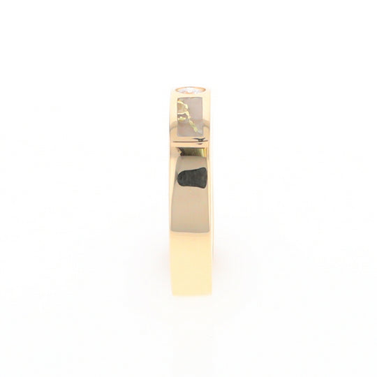 Gold Quartz Ring Double Sided Inlaid Design with .10ct Round Diamond G2