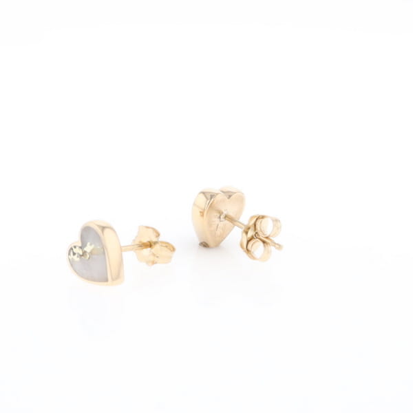 Gold Quartz Heart Stud Earrings - G2
