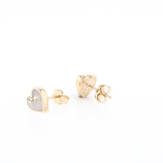 Gold Quartz Heart Stud Earrings - G2