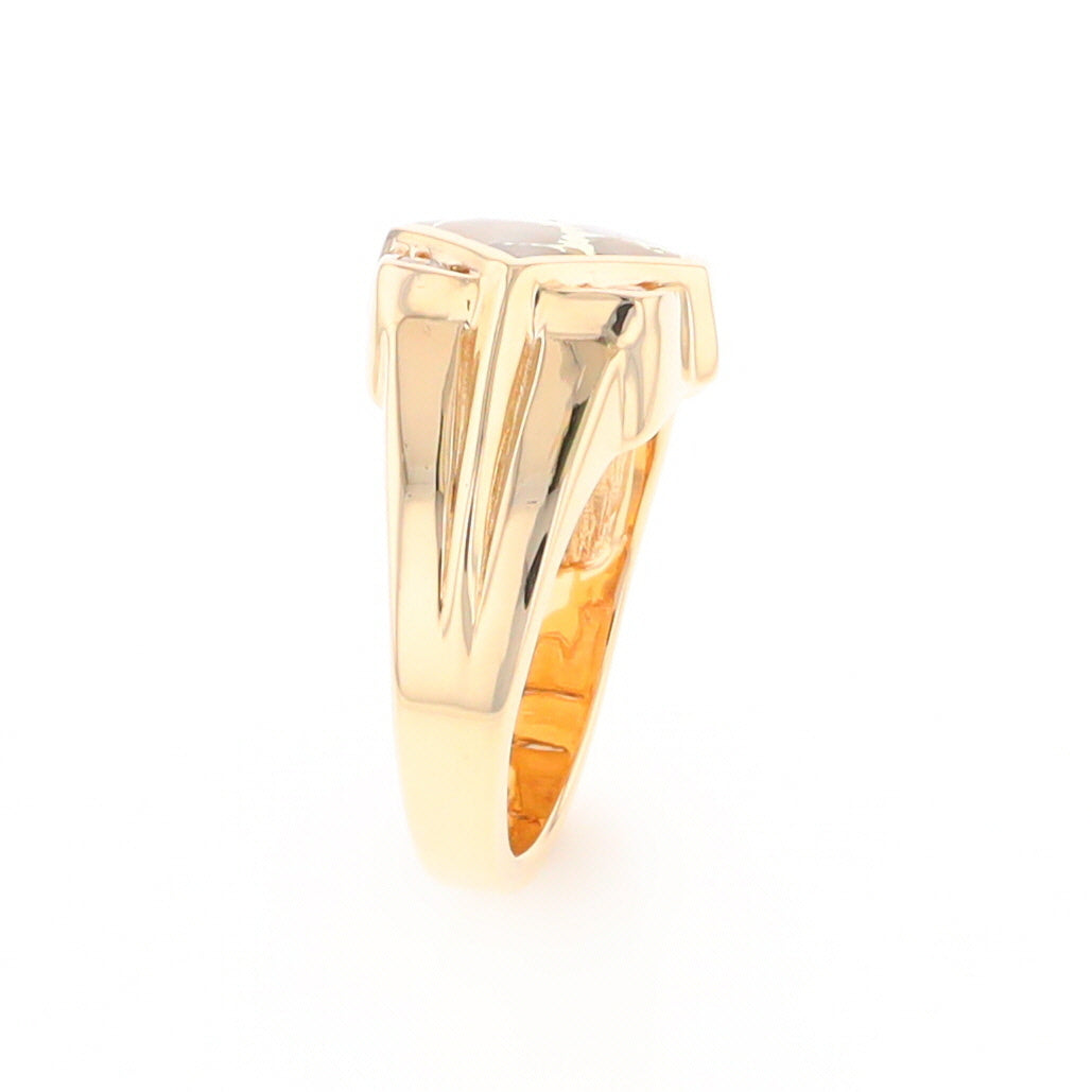 Gold Quartz Mens Ring with Diamond Accents