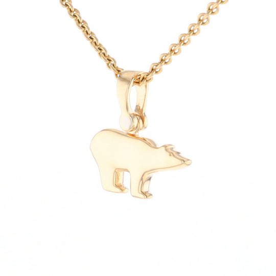 Gold Quartz Inlaid Polar Bear Pendant