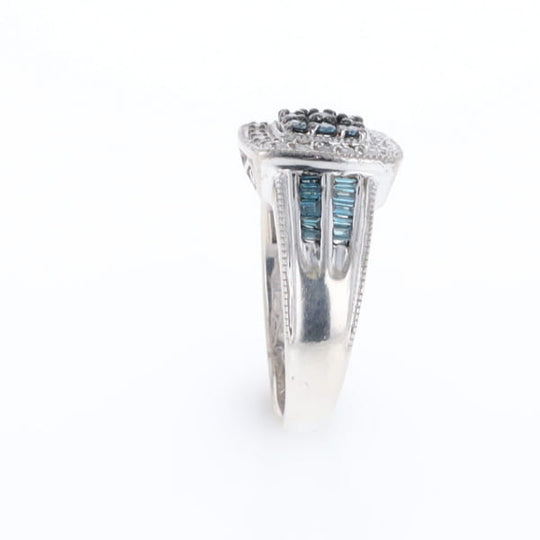 Square Blue & White Diamond Ring