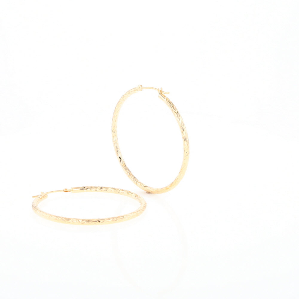 Textured Hollow Diamond Cut Hoop Earrings